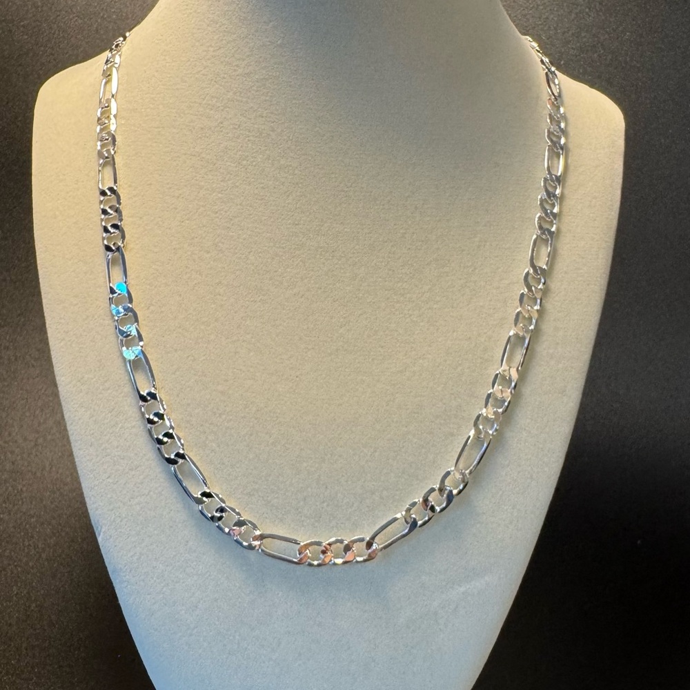 Silver Figaro Chain Jewelry Necklace
